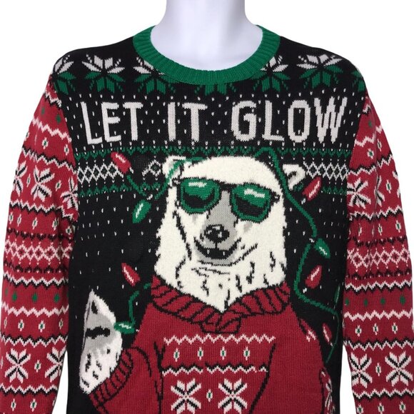 NWT Ugly Christmas Sweater Polar Bear Light Up Let It Glow Holiday Sweater S - Picture 2 of 9